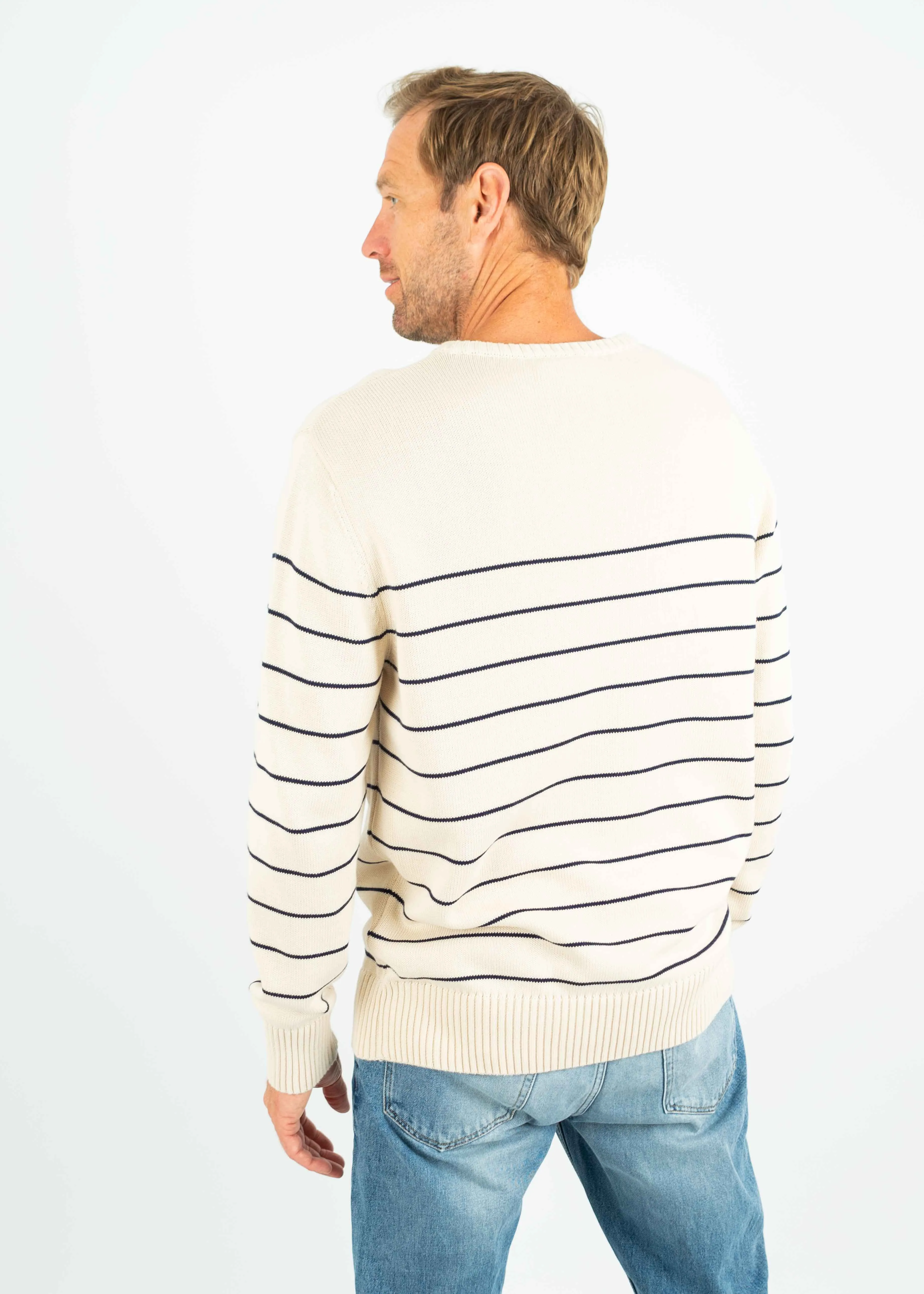 Strickpullover BÖÖT Beige-Navy-Striped