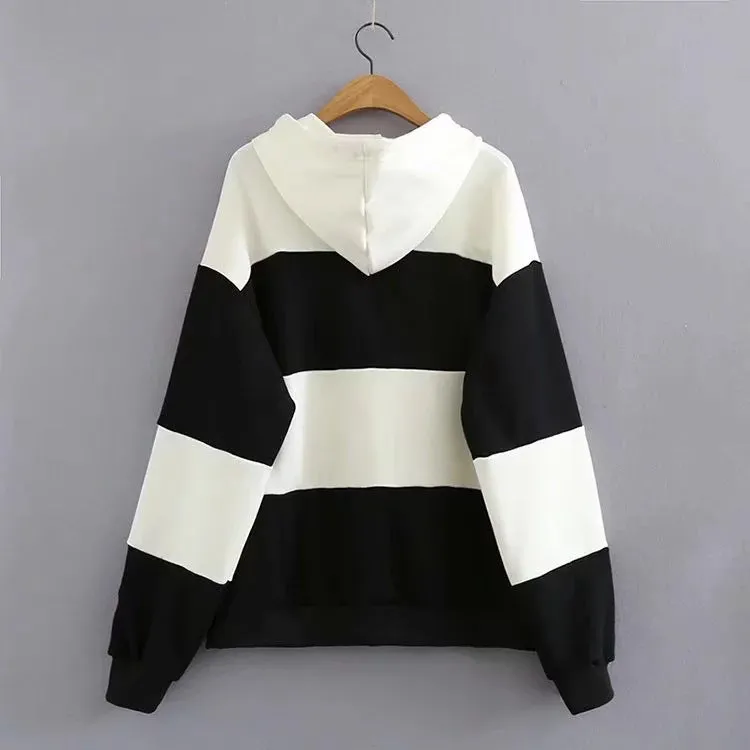 Striped panel hoodie