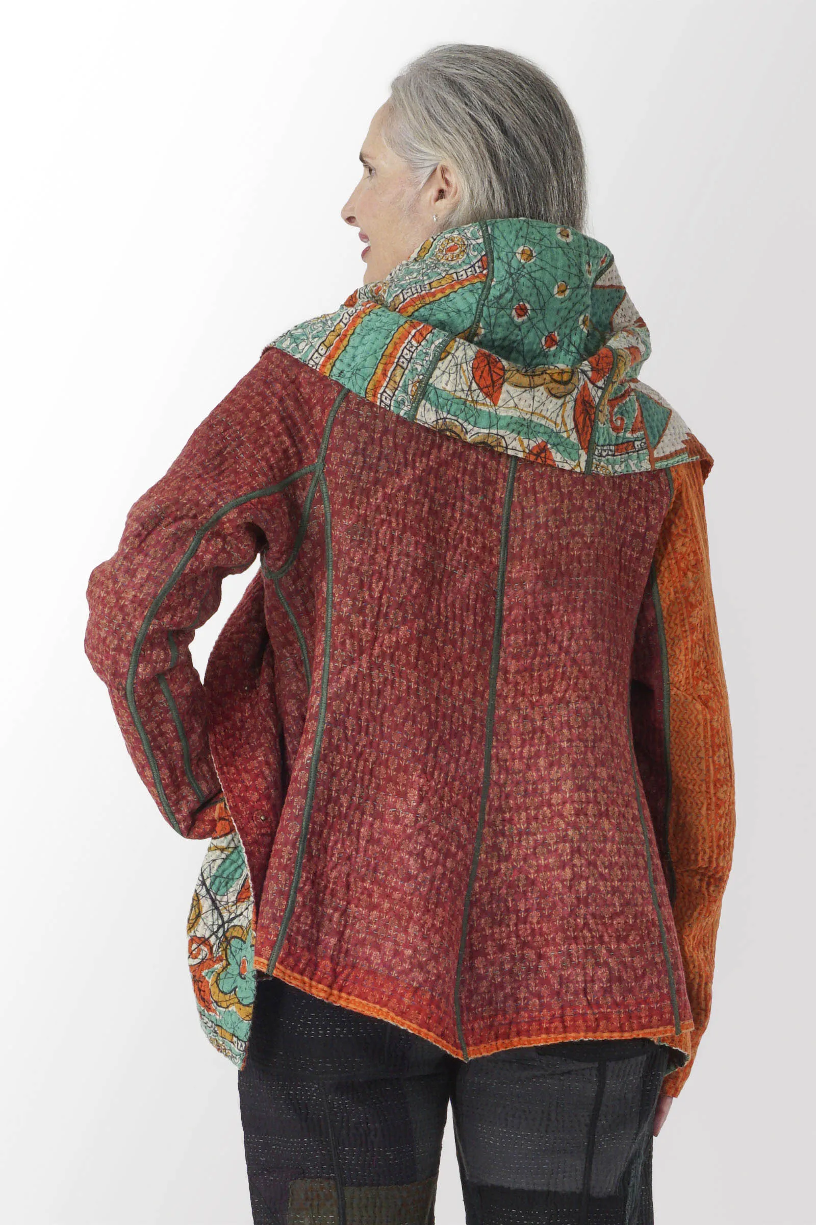 VINTAGE COTTON KANTHA HOODIE JKT - cv4036-0020m -