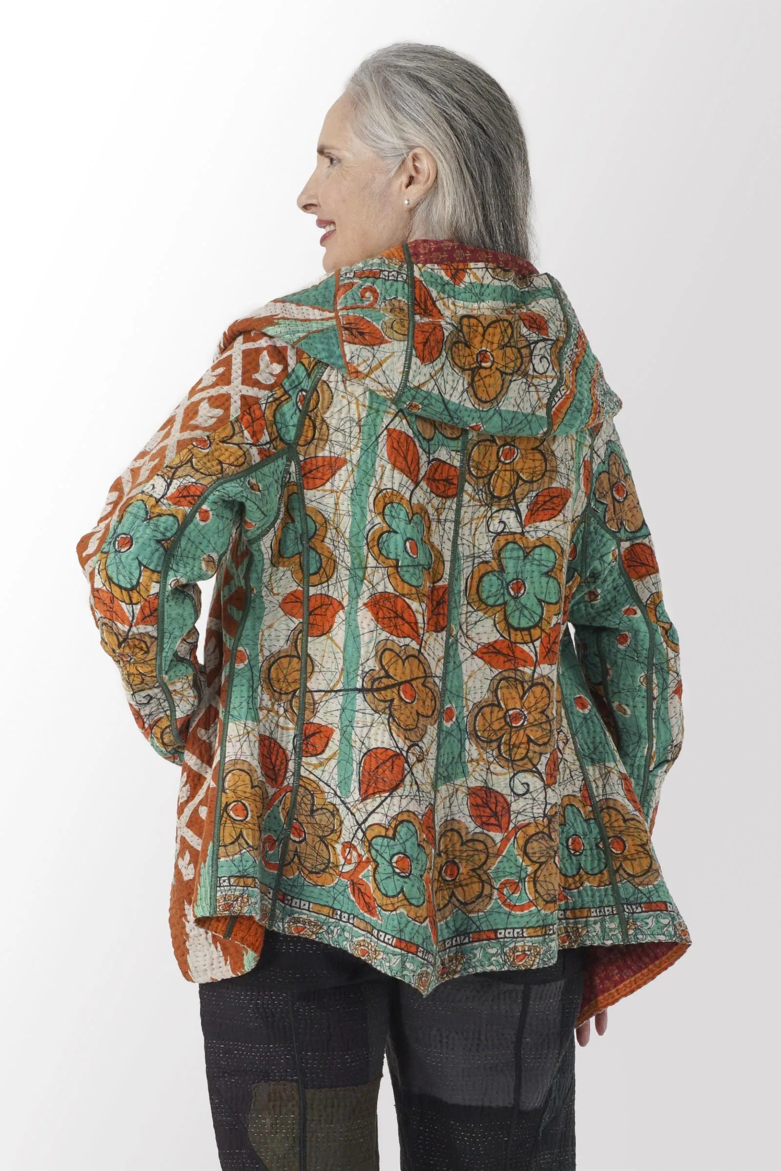 VINTAGE COTTON KANTHA HOODIE JKT - cv4036-0020m -