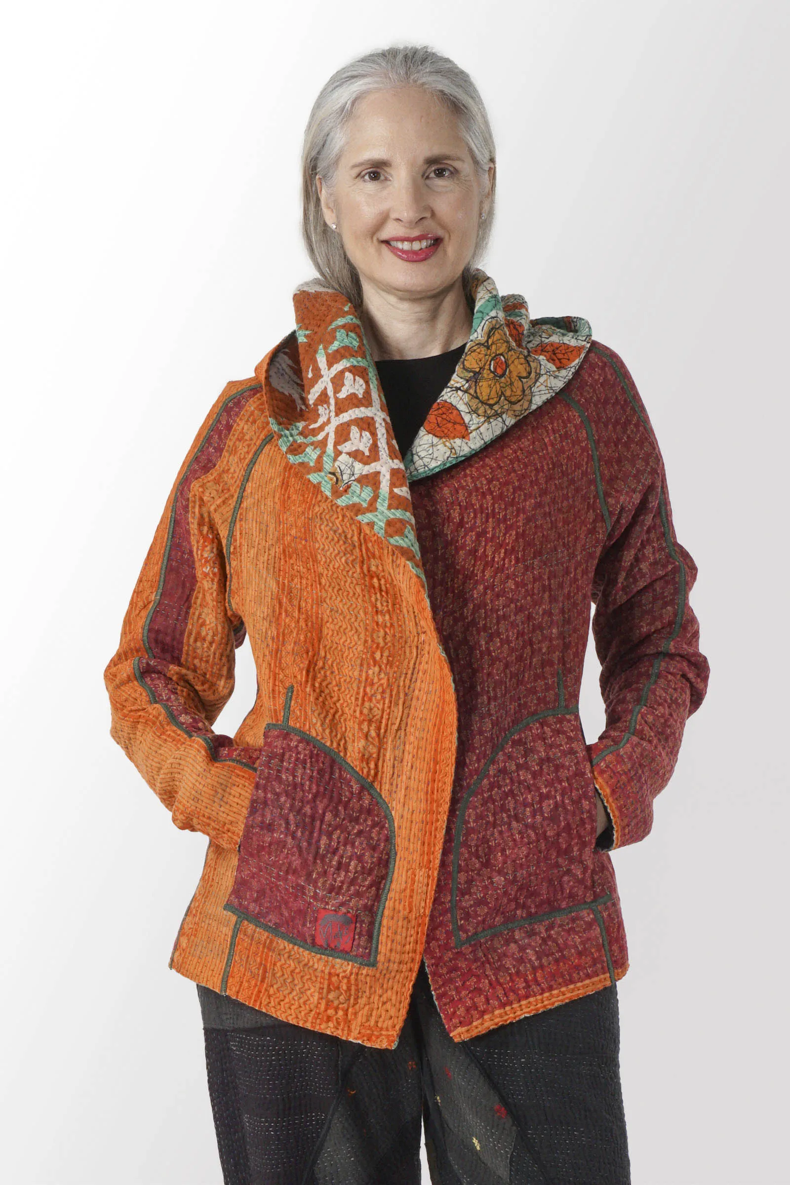 VINTAGE COTTON KANTHA HOODIE JKT - cv4036-0020m -