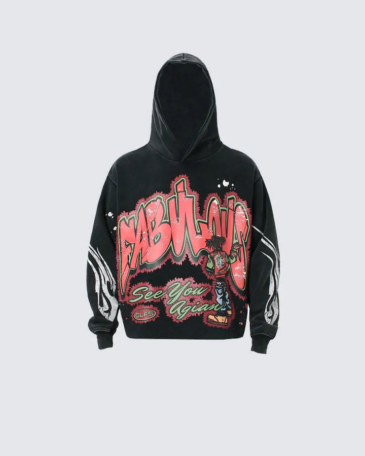 Washed Print Hoodie