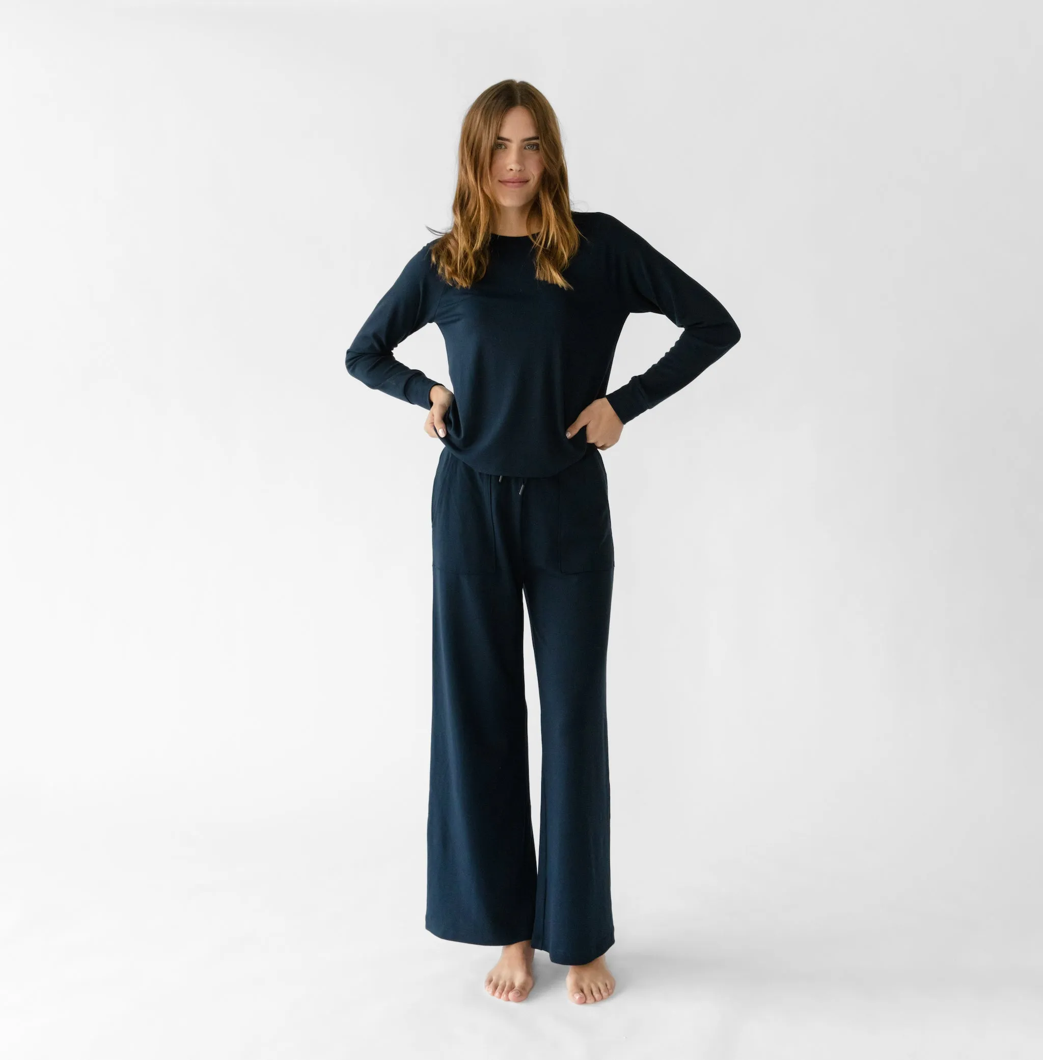Women's Ultra-Soft Bamboo Wide Leg Patch Pocket Pant